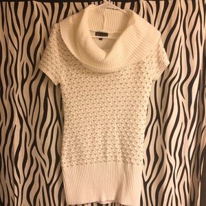 White and Gold Cowl Neck Sweater